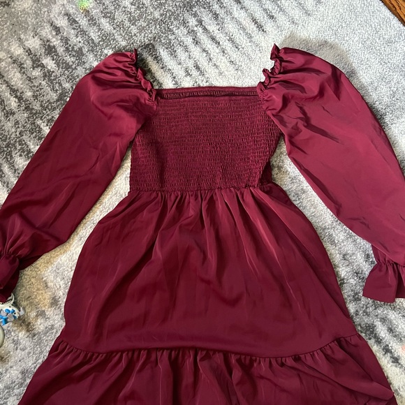 SHEIN Dresses & Skirts - Wine Burgundy Puff Sleeve Dress